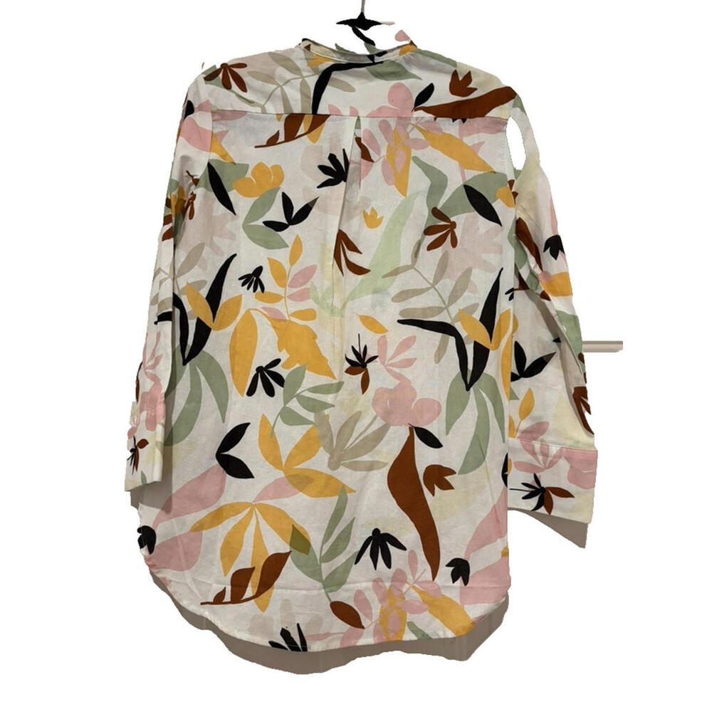 Anthropologie Charlie Holiday sz 2 linen blend floral button down shirt #3088 - Picture 2 of 2